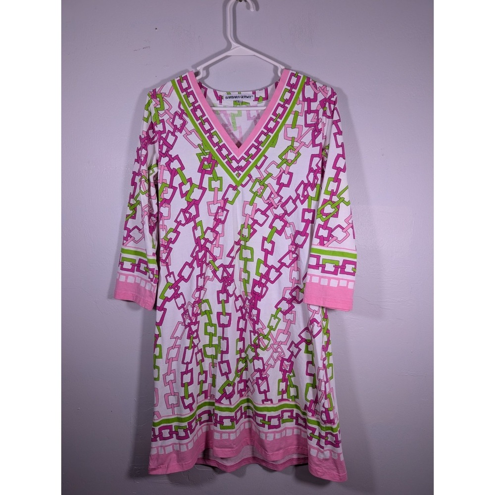 BARBARA GERWIT Lovely Knit Dress Large EXCELLENT COND Easy Care V-Neck
